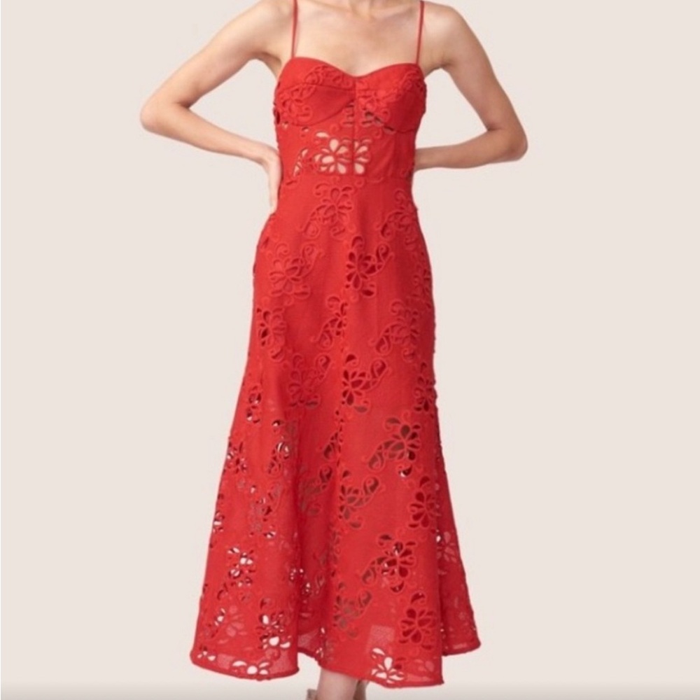 ABS Allen Schwartz Eden Bustier dress red lace size 6 M Anthropologie - Picture 5 of 5